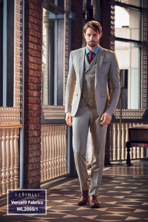 Suit Nam Đẹp Italy 95% Wool - WL2005/1 -Xám - Cổ Ve Xuôi - 1 Nút